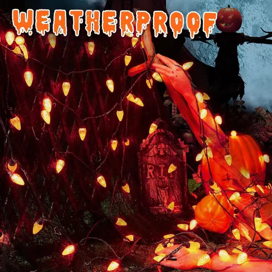 16ft 25 LED C9 Orange Halloween Lights {5}