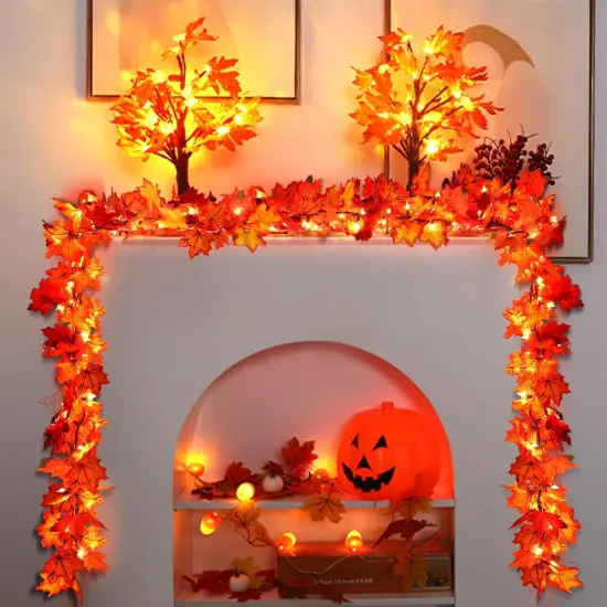 Fall Decorations Lighted Fall Garland {4}