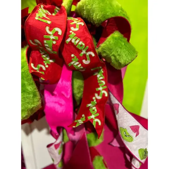 4" Green Monster Dupion Ribbon: Red/White (5 Yards) {3}