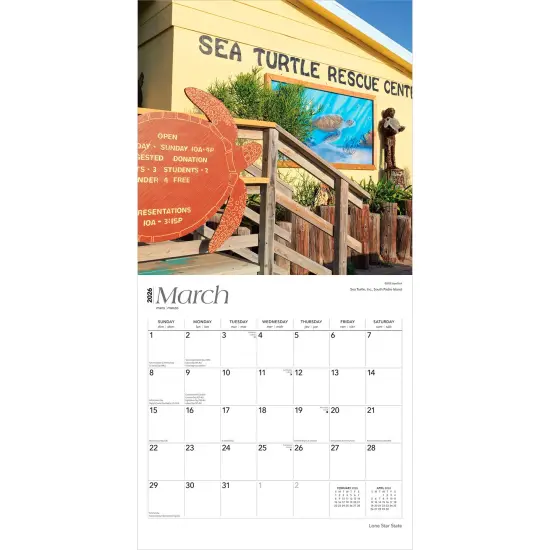 Lone Star State | Texas Places | 2026 12 x 24 Inch (Hanging) Monthly Square Wall Calendar | Plastic-Free {3}