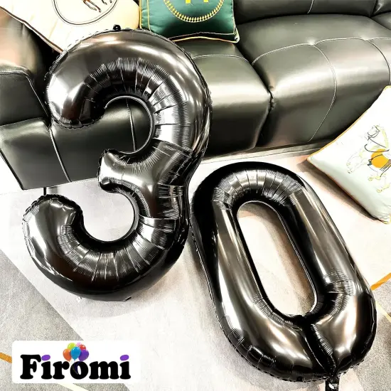 Mylar Foil 30 Balloon Numbers for 30th Birthday(A4-black 30) {2}