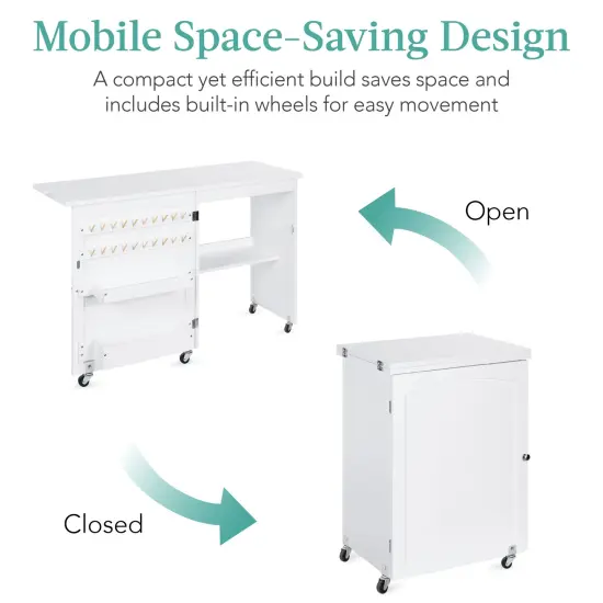Best Choice Products Sewing Machine Table & Desk w/ Craft Storage and Trays White {5}