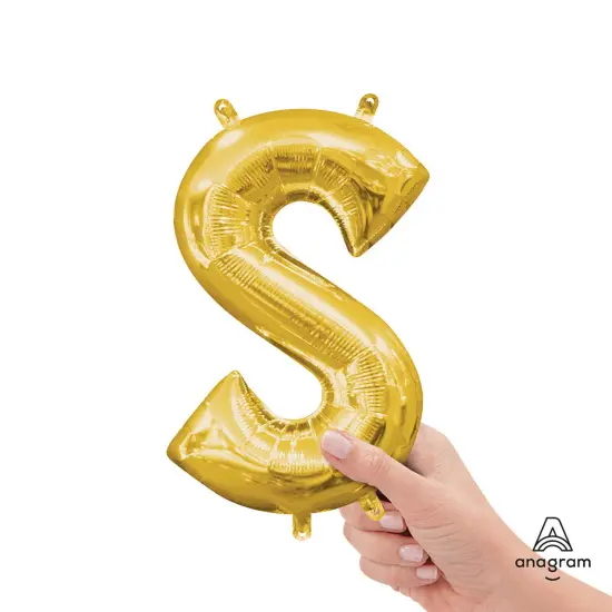 Anagram&reg; 16" Gold Letter S Balloon Air Fill Only Foil Mylar {3}