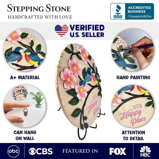 Blossoming Songbirds Positivity Stepping Stone, 9.5" Happiness Garden Decoration and Support Gift {2}