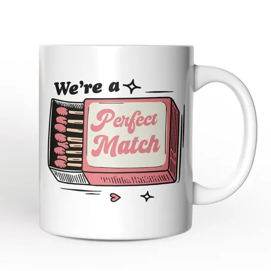We're a Perfect MatchMug for Couple, Retro Cute Gift {1}