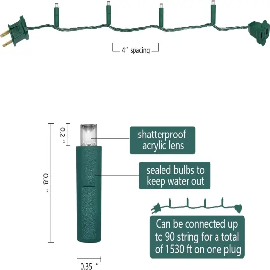 50 Count 5MM Wide Angle Led Christmas Lights Set {4}