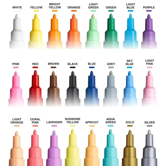 24 Paint Markers, 3M Fine Coloring Markers with Reversible Tips, Posca Marker Set of Acrylic Paint Pens | Posca Pens for Art Supplies, Fabric Paint, Fabric Markers, Paint Pen, Art Markers {2}