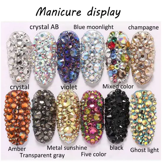 1440pcs Flatback Rhinestones - SS3-20 Mix Size (Mixed Color) {2}