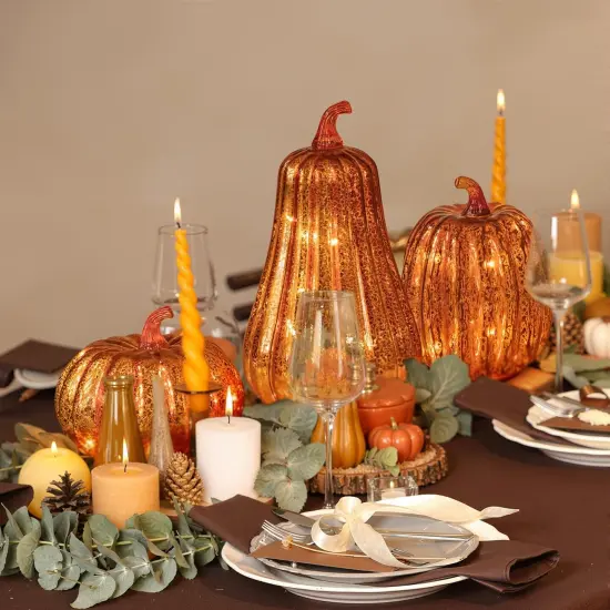 Glass Pumpkin with Lights and Timer {3}