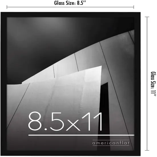 8.5x11 Picture Frame with Shatter-Resistant Glass - Streamline Collection - Thin Border Picture Frame for Tabletop and Wall Display - Hanging Hardware and Easel Stand Included - Black {3}