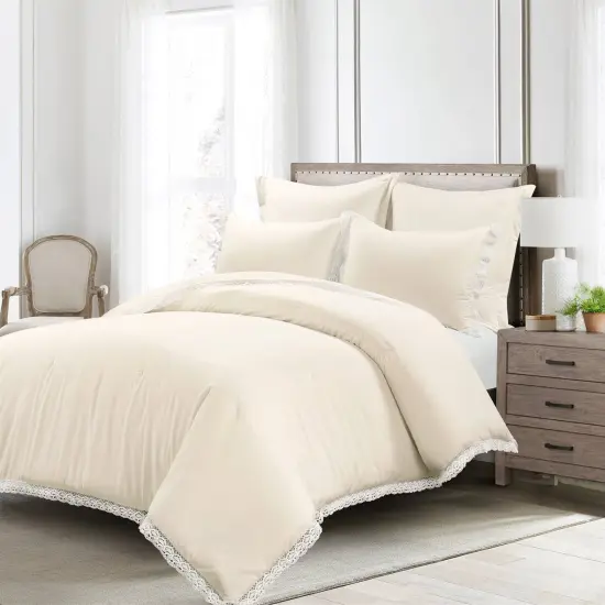 Polyester 5-Piece Lightweight Comforter Set with Lace Trim {6}