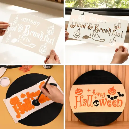 14 Pcs Halloween Stencils for Painting on Wood {5}