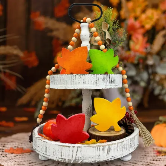 4 PCS Autumn Harvest Wooden Maple Leaves Table Decoration {4}