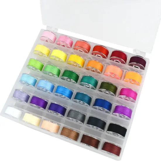 36 Pcs Bobbins and Sewing Threads Prewound with Storage Plastic Case {1}