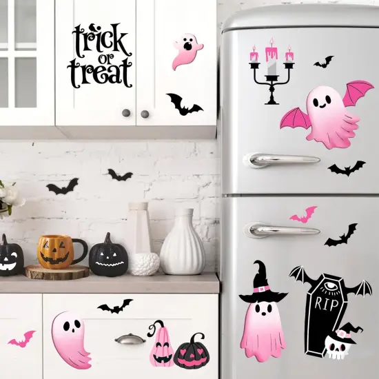 Halloween Spooky Pink Ghost Window Clings 4 Sheets {3}