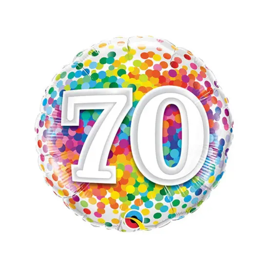 70 Rainbow Confetti 18" Foil Mylar Balloon {1}