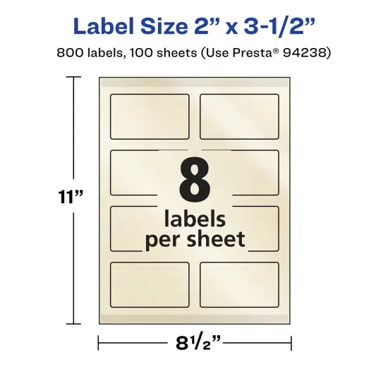 Avery Pearlized Ivory Rectangle Labels with Sure Feed Technology, Print-to-the-Edge, 2" x 3.5" {5}