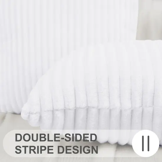 Decorative Throw Pillow Covers 18x18 Set of 2, Soft Plush Flannel Double-Sided Fluffy Couch Pillow Covers for Sofa Living Room Home Decor, White {2}