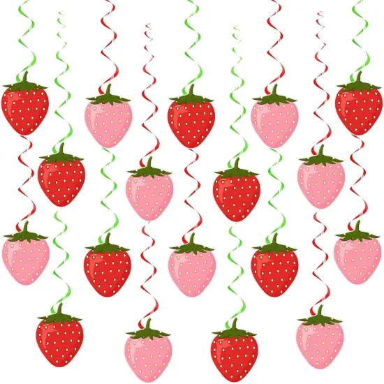36 Pcs Summer Strawberry Decor Berry First Birthday Decor Hanging Swirl Banner for Strawberry Party Decorations Baby Shower Party Supplies {1}