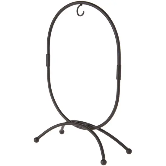 Bard's Oval Shaped Black Wrought Iron Ornament Stand, 11" H x 7.25" W x 7.25" D {1}