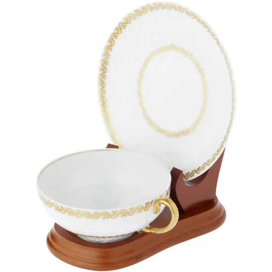 Bard's Elevated Saucer Walnut MDF Cup and Saucer Stand, 4" H x 4.25" W x 6" D {6}