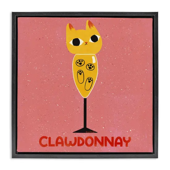 Stupell Industries Clawdonnay Feline Wine Floating Frame Design by Carrie Cantwell {1}