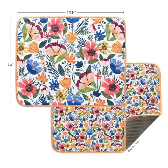 Field Of Flowers Microfiber Dish Drying Mats, Set of 2 {5}