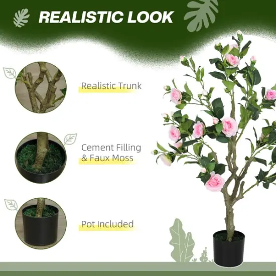 Set of 2 Artificial Camellia Flowers &ndash; Lifelike Faux Blooms for Home Decor {3}