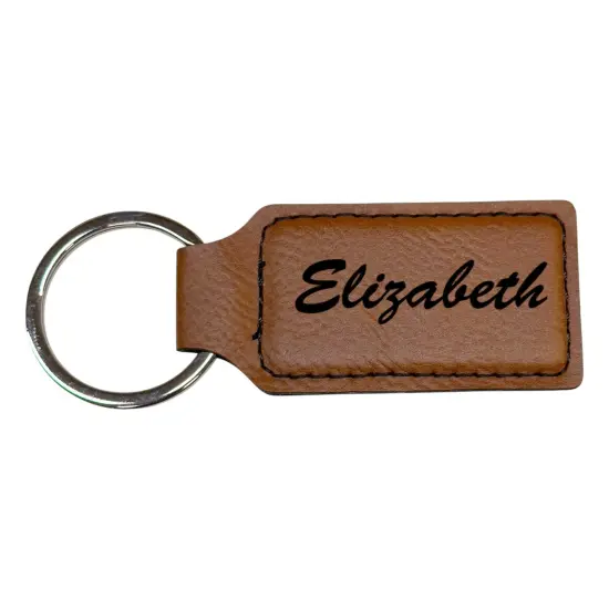 Keychain - Rectangle - PERSONALIZED - Leather Pink/Black {2}