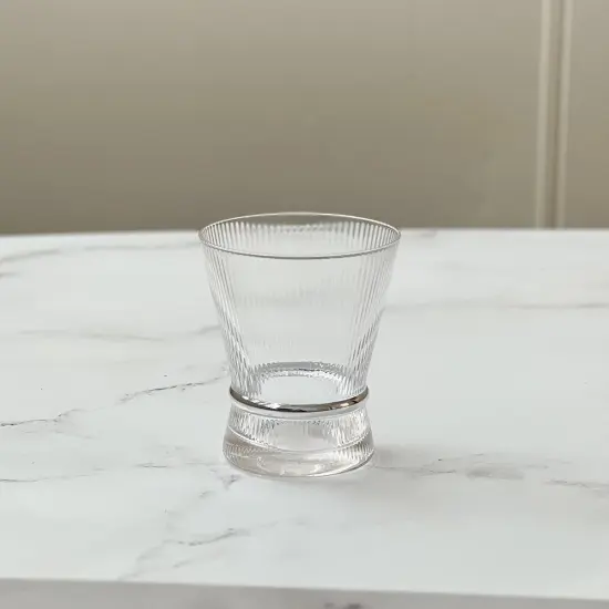 Clear Short Glasses with Band 6pk Grey/Silver {6}