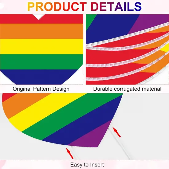 16 Pieces Gay Pride Yard Signs Rainbow Gay Heart Lawn Signs with 32 Pieces Stakes Plastic Waterproof Outdoor Gay Yard Signs for LGBTQ Rainbow Party Yard Decorations {2}