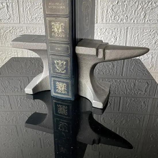Cast Iron Anvil Bookends Set of 2 with Smooth Flat Top - 8" L Book Holders {6}