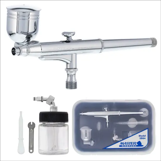 Master Performance SB84 Multi-Purpose Precision Dual-Action Side Bowl Feed Airbrush, 0.3 mm Tip, Gravity & Siphon Cups {1}