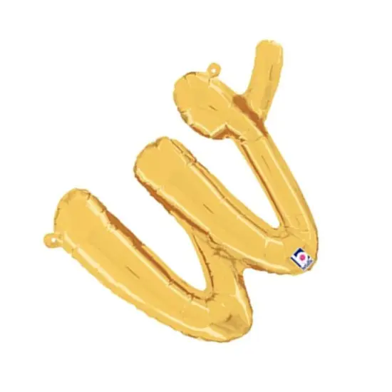 Betallic&reg; 14 inch Script Letter W Gold Air Fill Only {4}