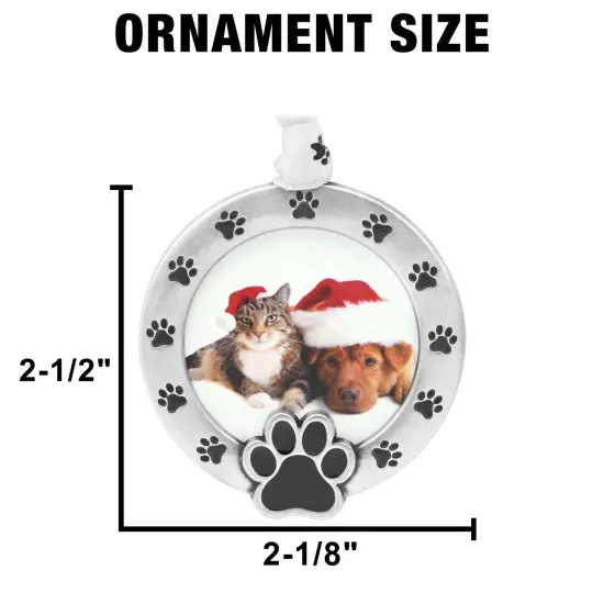 Gloria Duchin Round Paw Print Picture Frame Pewter Silver Metal Ornament {3}