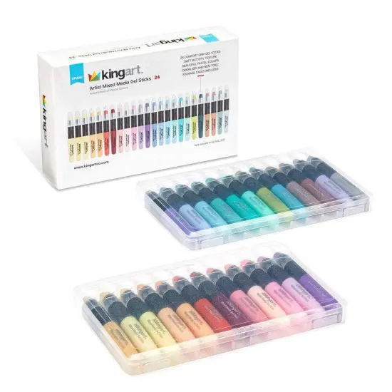 KINGART® Gel Stick Artist Mixed Media Watercolor Crayons, Set of 24 Unique Pastel Colors {1}