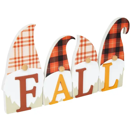Northlight Plaid Gnomes Fall Harvest Wooden Sign - 10" Red {5}