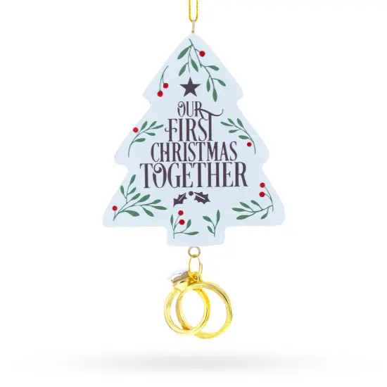 Our First Christmas Together Tree with Wedding Rings Resin Christmas Ornament {1}