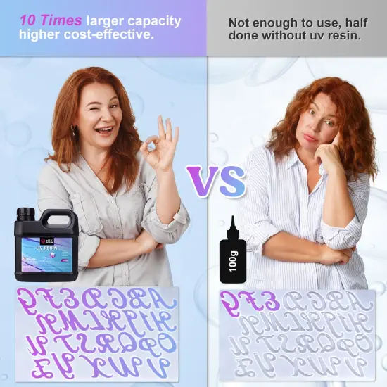 LET'S RESIN UV Resin, Upgraded 1,000g Crystal Clear UV Resin Hard, Low Odor Ultraviolet Epoxy Resin, UV Light Cure Solar Sunlight Activated Glue for Jewelry, Craft Decoration {4}