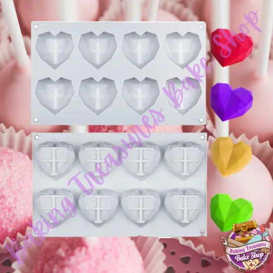 Geometric hearts Silicone Mold 8 Cavity {1}