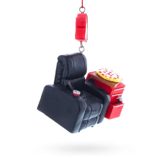 Man Cave Recliner with Pizza and Remote Resin Christmas Ornament {4}