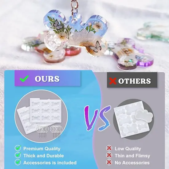 LET'S RESIN Pet Tag Resin Molds Silicone For Cat Dog | Epoxy Resin & UV Resin Bone Shape Keychain Molds with 10Pcs Key Ring & 10pcs Jump Ring, DIY Keychain Pendant Charm Crafts {3}