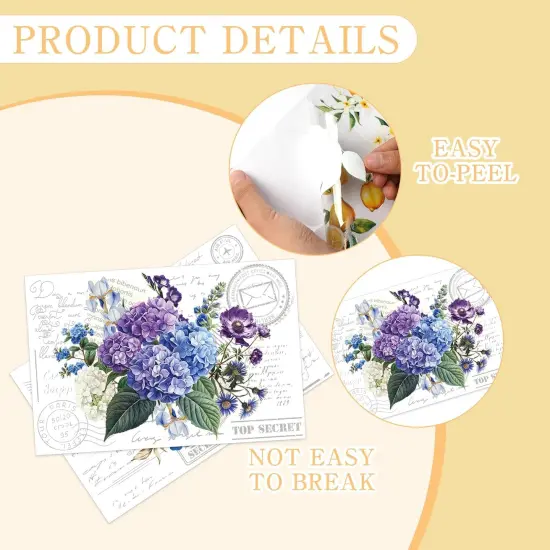 6 Pcs Large Vintage Flowers Rub on Transfers {4}