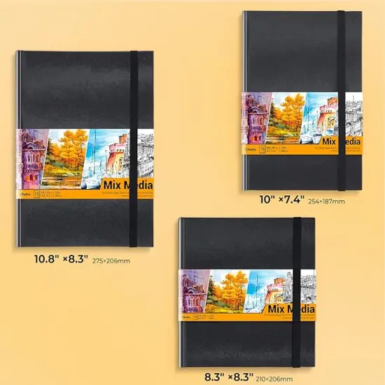 8.3"x8.3" Mixed Media Art Sketchbook, 120 lb/200 GSM Heavyweight Papers {3}