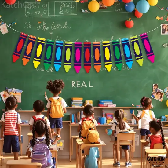 Crayon Banner for Back To School Decorations {5}
