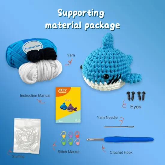 Shark Blue Beginner's Crochet Kit {2}