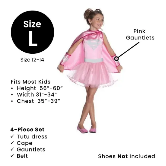 Rubies DC Comics Supergirl Pink Tutu Girl's Halloween Costume Size Large 12-14 {5}