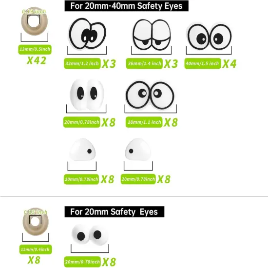 100pcs Safety Eyes for Amigurumi Crochet and DIY Clay Decor {2}