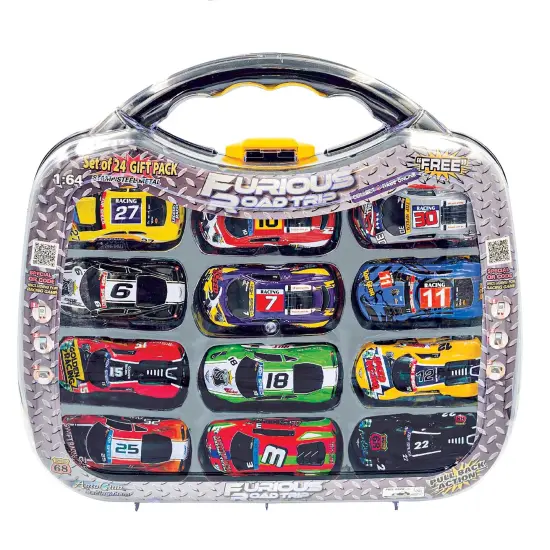 Collections Etc 24-Piece Die Cast Racing Cars with Case Set {2}