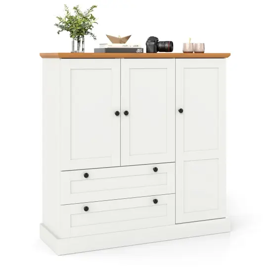 Kitchen Storage Cabinet with 3 Doors 2 Drawers and Adjustable Shelf {4}